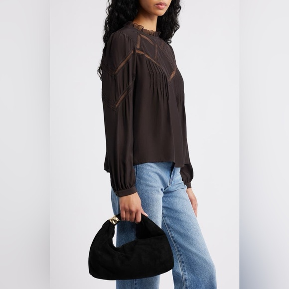 NWT Madewell Suede Mini Ring Pouch shoulder handbag - black - Picture 2 of 7